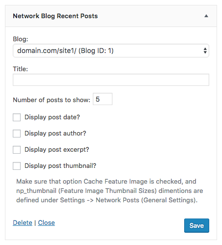 Network Blog Recent Posts Widget